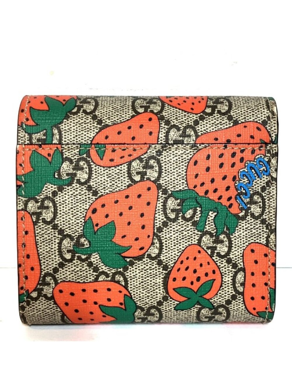 Gucci Strawberry GG Supreme Bifold Wallet Leather - Picture 2 of 9